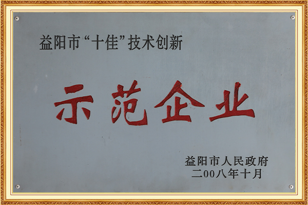 榮獲益陽市“十佳”技術創(chuàng)新示范企業(yè)2008年10月